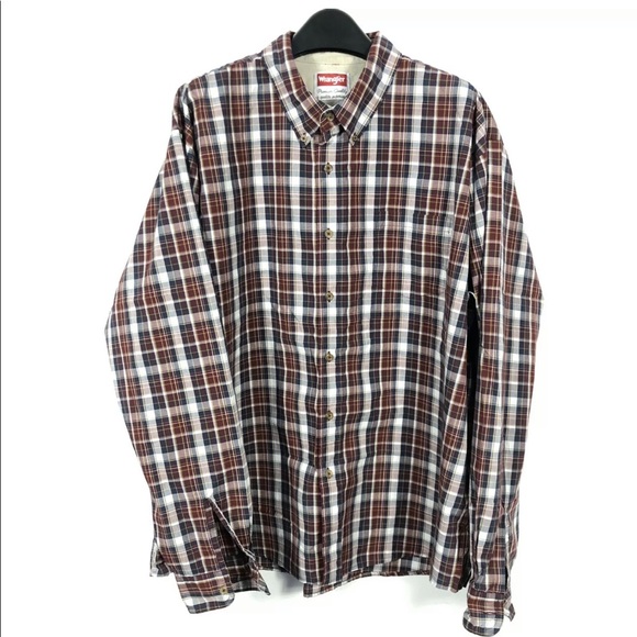 Wrangler Plaid Flannel Long Sleeve Button Shirt